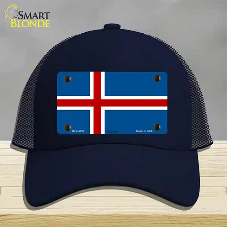 Iceland Flag Novelty License Plate Hat Mesh / Navy