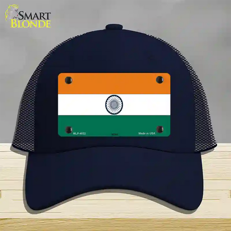 India Flag Novelty License Plate Hat Mesh / Navy