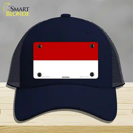 Indonesia Flag Novelty License Plate Hat Mesh / Navy