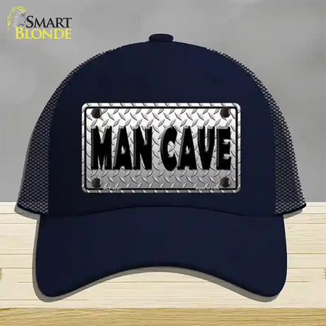 Man Cave Diamond Effect Novelty License Plate Hat Mesh / Navy