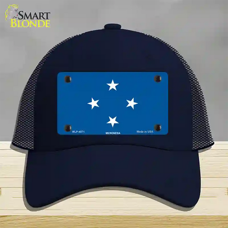 Micronesia Flag Novelty License Plate Hat Mesh / Navy