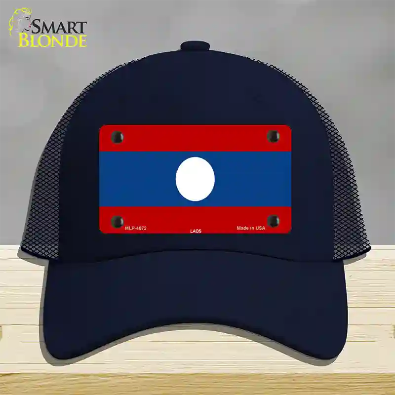 Laos Flag Novelty License Plate Hat Mesh / Navy