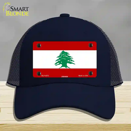 Lebanon Flag Novelty License Plate Hat Mesh / Navy