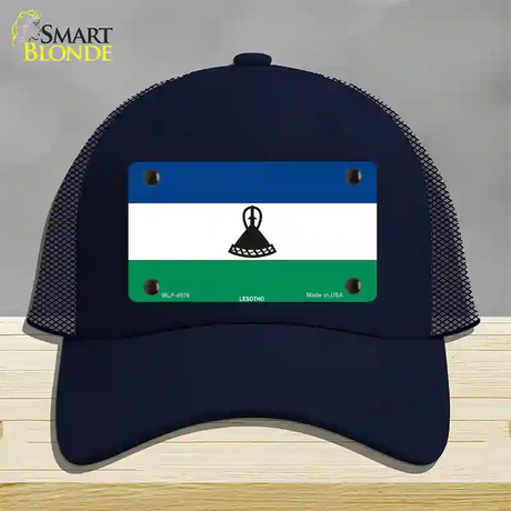 Lesotho Flag Novelty License Plate Hat Mesh / Navy