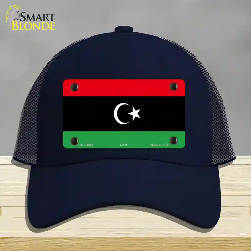 Libya Flag Novelty License Plate Hat Mesh / Navy