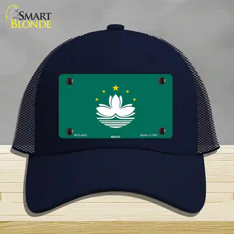 Macao Flag Novelty License Plate Hat Mesh / Navy