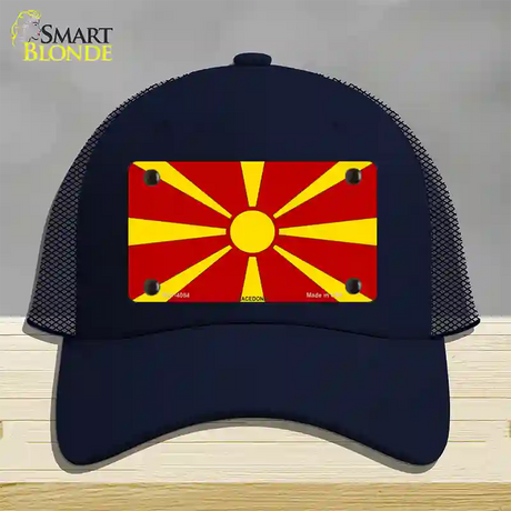 Macedonia Flag Novelty License Plate Hat Mesh / Navy