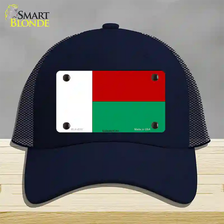 Madagascar Flag Novelty License Plate Hat Mesh / Navy