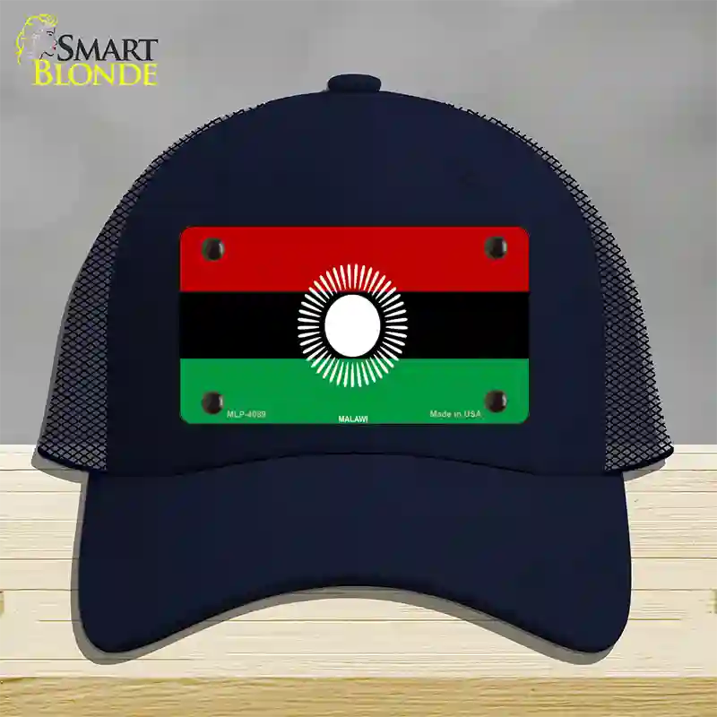 Malawi Flag Novelty License Plate Hat Mesh / Navy