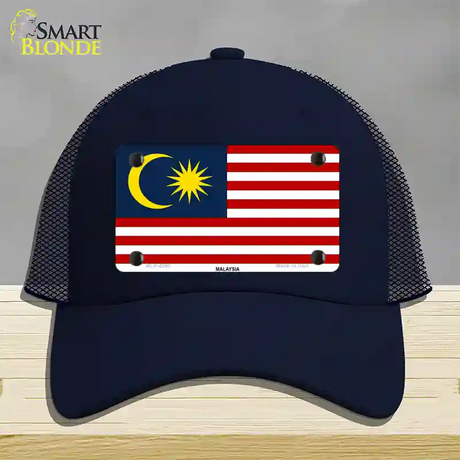 Malaysia Flag Novelty License Plate Hat Mesh / Navy