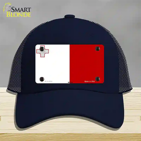 Malta Flag Novelty License Plate Hat Mesh / Navy