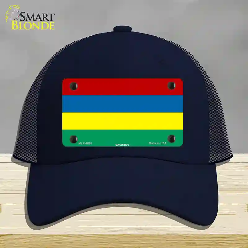 Mauritius Flag Novelty License Plate Hat Mesh / Navy