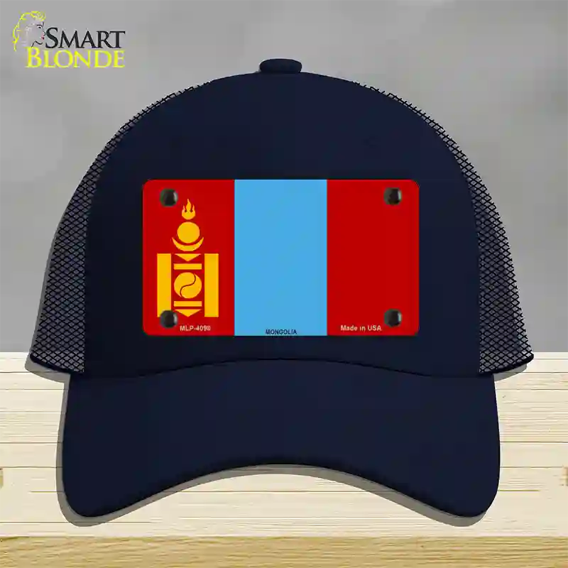 Mongolia Flag Novelty License Plate Hat Mesh / Navy