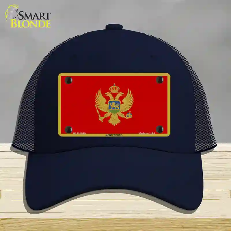 Montenegro Flag Novelty License Plate Hat Mesh / Navy