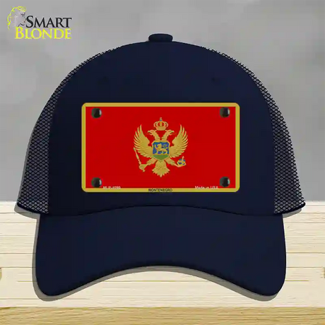 Montenegro Flag Novelty License Plate Hat Mesh / Navy