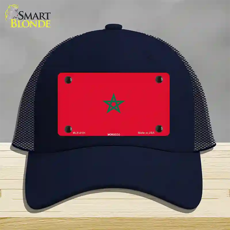 Morocco Flag Novelty License Plate Hat Mesh / Navy