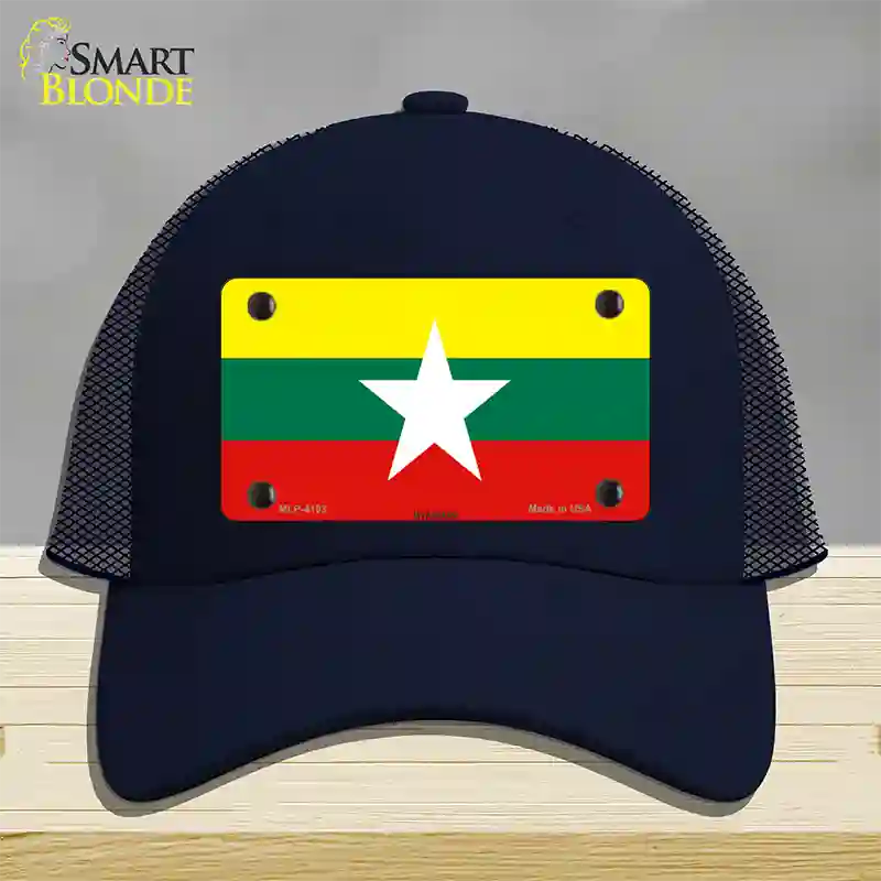 Myanmar Flag Novelty License Plate Hat Mesh / Navy