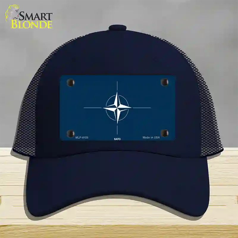 Nato Flag Novelty License Plate Hat Mesh / Navy