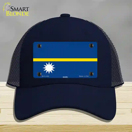 Nauru Flag Novelty License Plate Hat Mesh / Navy