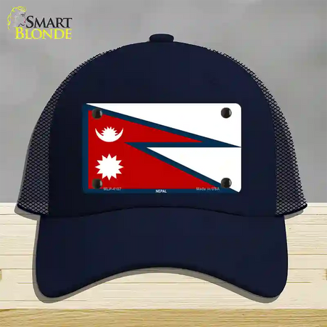 Nepal Flag Novelty License Plate Hat Mesh / Navy