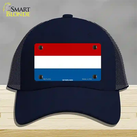 Netherlands Flag Novelty License Plate Hat Mesh / Navy