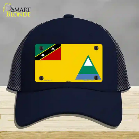 Nevis Flag Novelty License Plate Hat Mesh / Navy