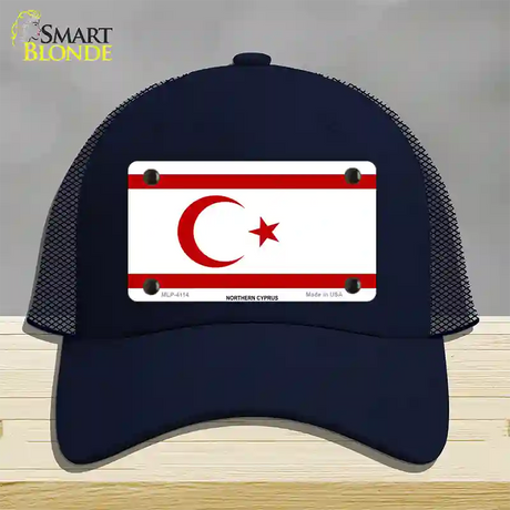 Northern Cyprus Flag Novelty License Plate Hat Mesh / Navy