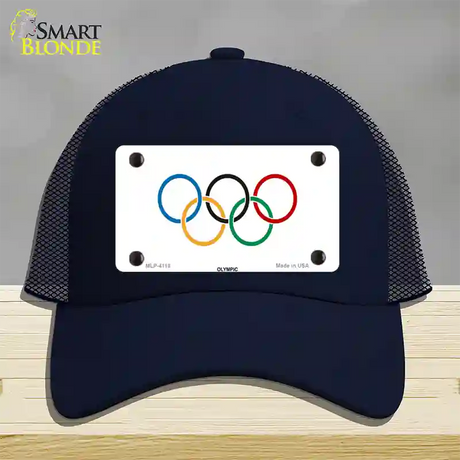 Olympic Flag Novelty License Plate Hat Mesh / Navy