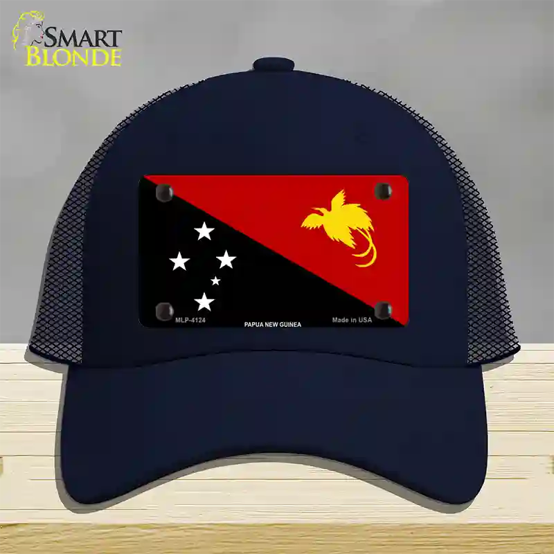 Papua New Guinea Flag Novelty License Plate Hat Mesh / Navy