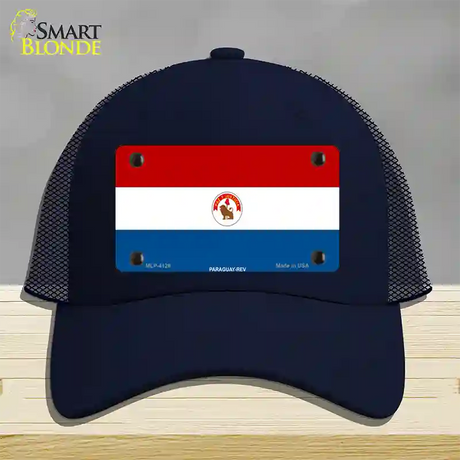 Paraguay-REV Flag Novelty License Plate Hat Mesh / Navy