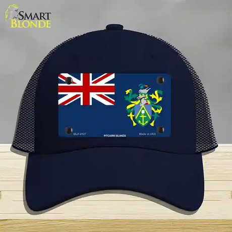 Pitcairn Islands Flag Novelty License Plate Hat Mesh / Navy