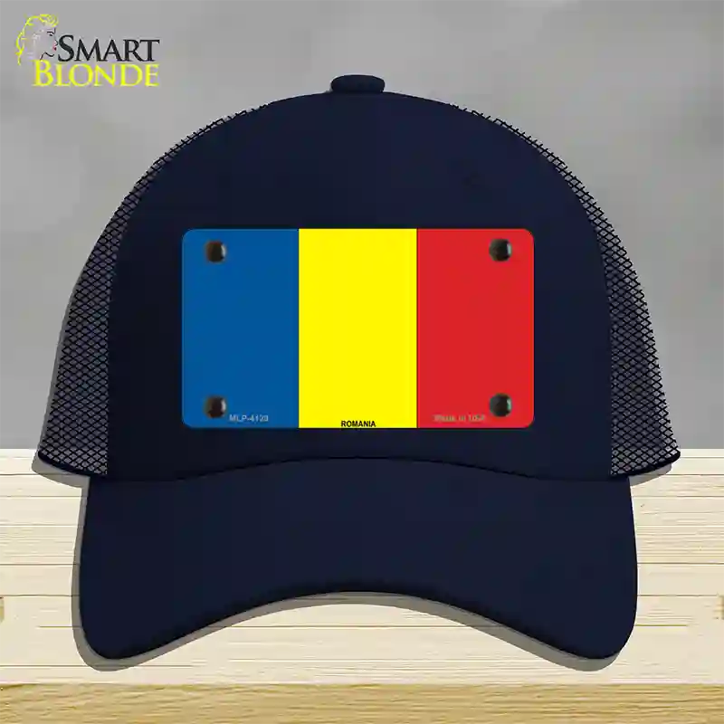 Romania Flag Novelty License Plate Hat Mesh / Navy