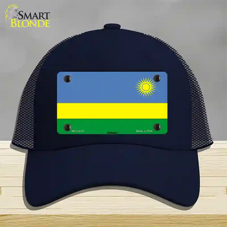 Rwanda Flag Novelty License Plate Hat Mesh / Navy