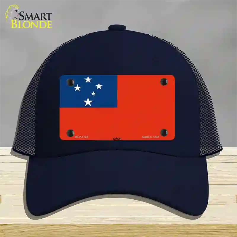 Samoa Flag Novelty License Plate Hat Mesh / Navy