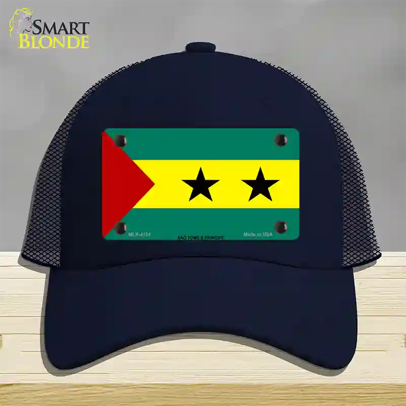 Sao Tome And Principe Flag Novelty License Plate Hat Mesh / Navy