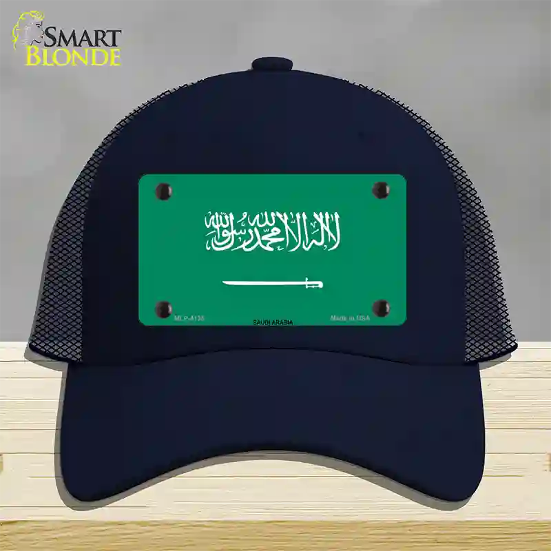 Saudi Arabia Flag Novelty License Plate Hat Mesh / Navy