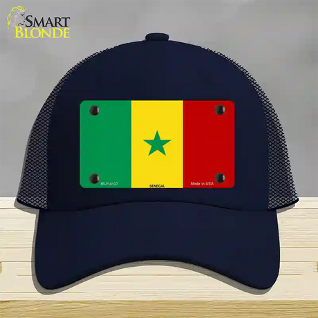 Senegal Flag Novelty License Plate Hat Mesh / Navy