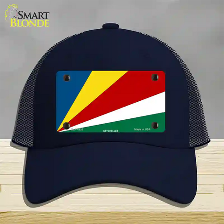 Seychelles Flag Novelty License Plate Hat Mesh / Navy