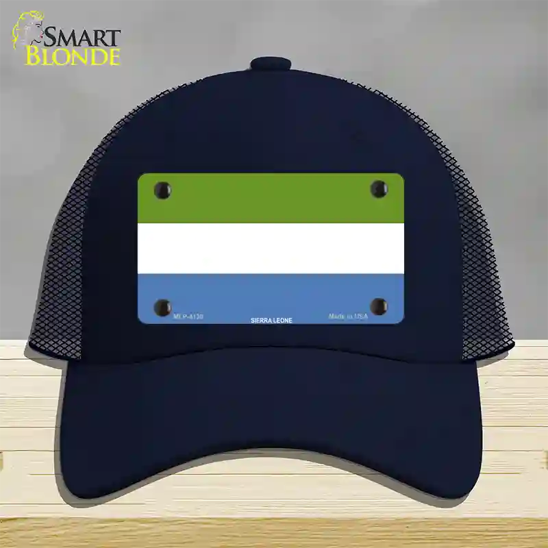 Sierra Leone Flag Novelty License Plate Hat Mesh / Navy