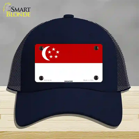 Singapore Flag Novelty License Plate Hat Mesh / Navy