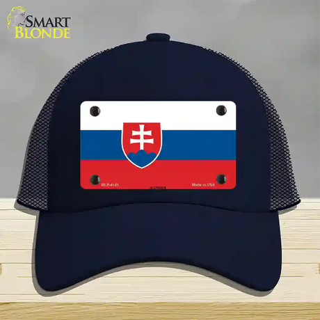 Slovakia Flag Novelty License Plate Hat Mesh / Navy