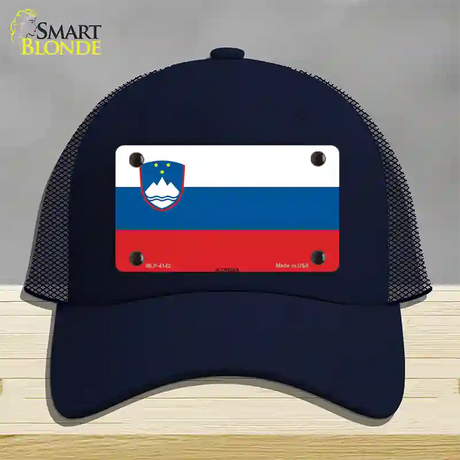 Slovenia Flag Novelty License Plate Hat Mesh / Navy