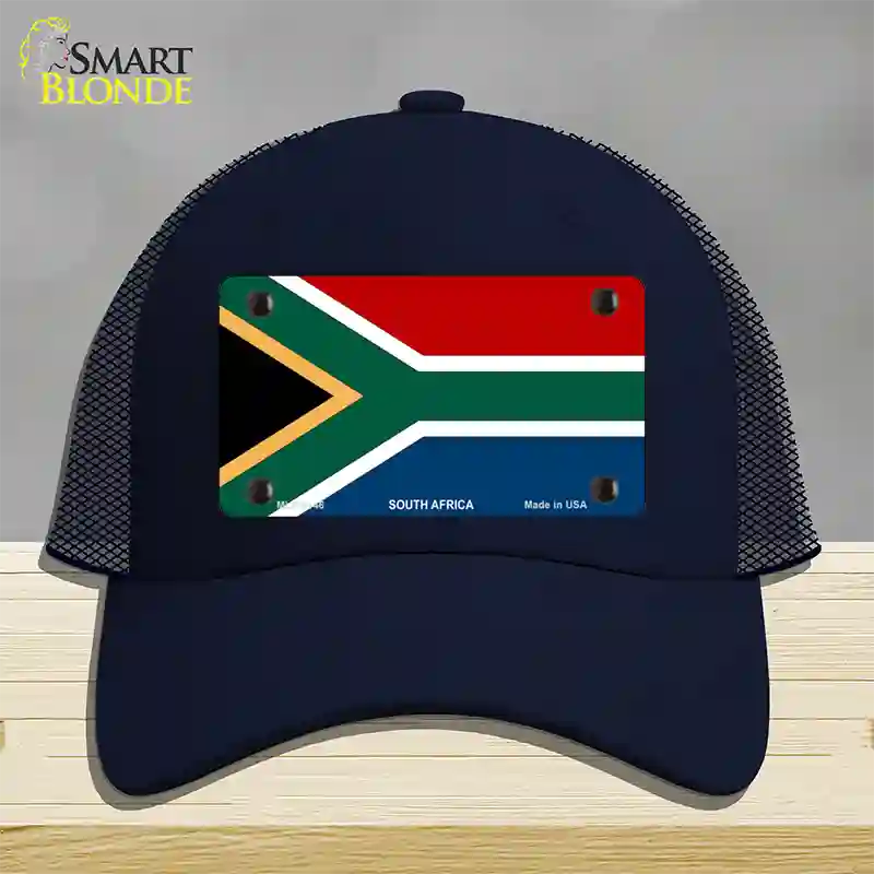 South Africa Flag Novelty License Plate Hat Mesh / Navy