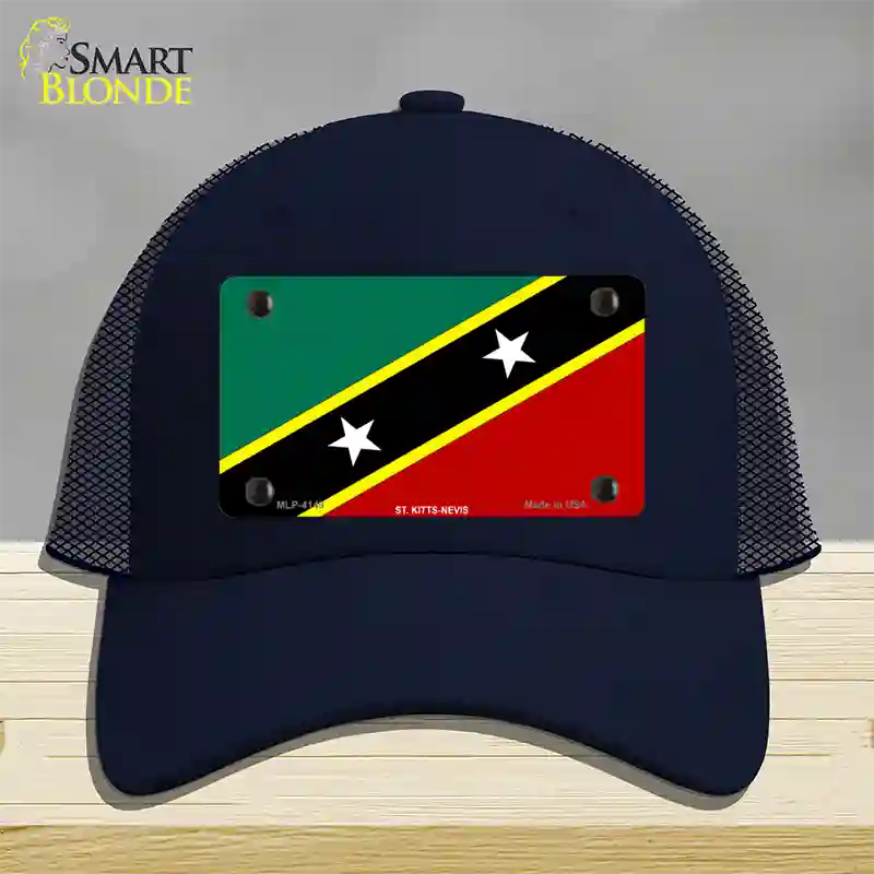 St Kitts-Nevis Flag Novelty License Plate Hat Mesh / Navy