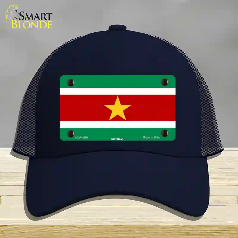 Suriname Flag Novelty License Plate Hat Mesh / Navy