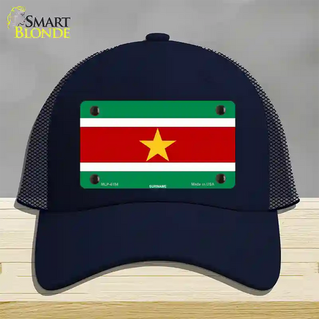 Suriname Flag Novelty License Plate Hat Mesh / Navy