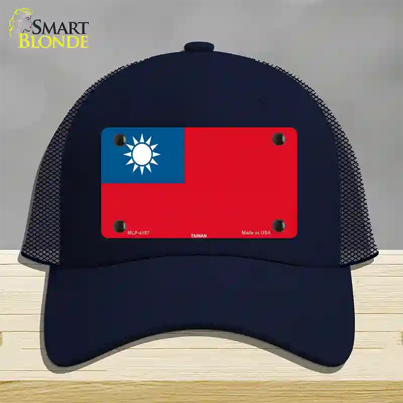 Taiwan Flag Novelty License Plate Hat Mesh / Navy