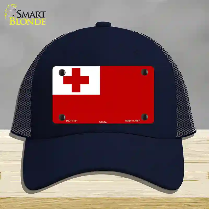 Tonga Flag Novelty License Plate Hat Mesh / Navy