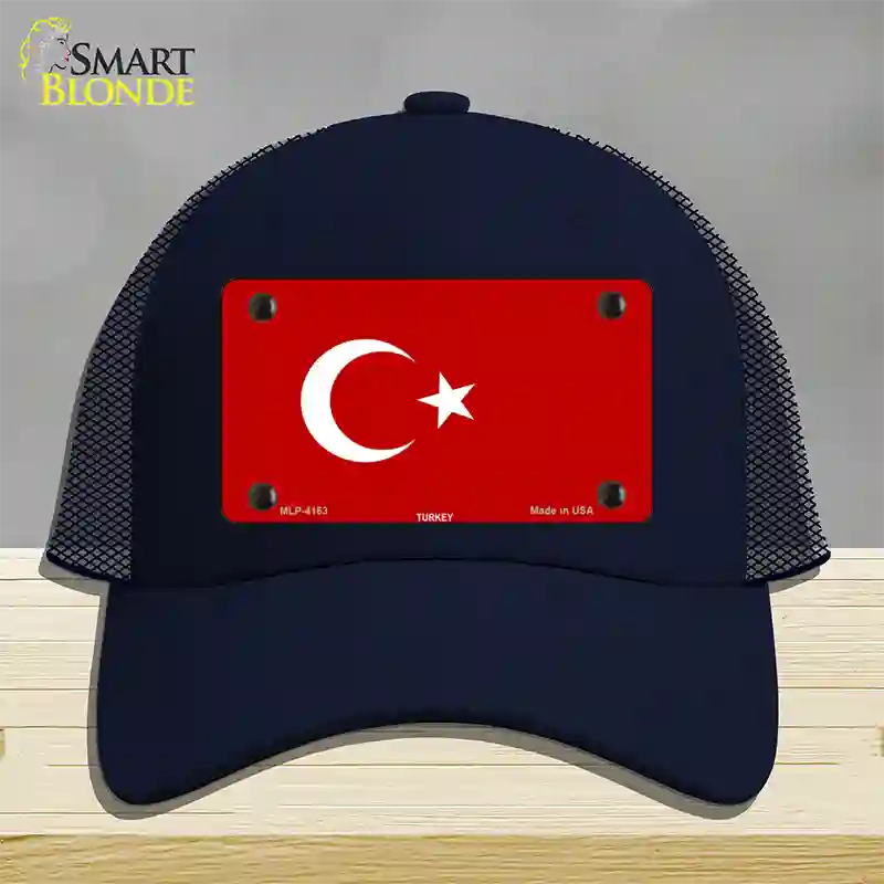 Turkey Flag Novelty License Plate Hat Mesh / Navy