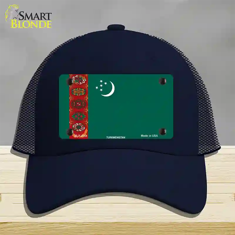 Turkmenistan Flag Novelty License Plate Hat Mesh / Navy